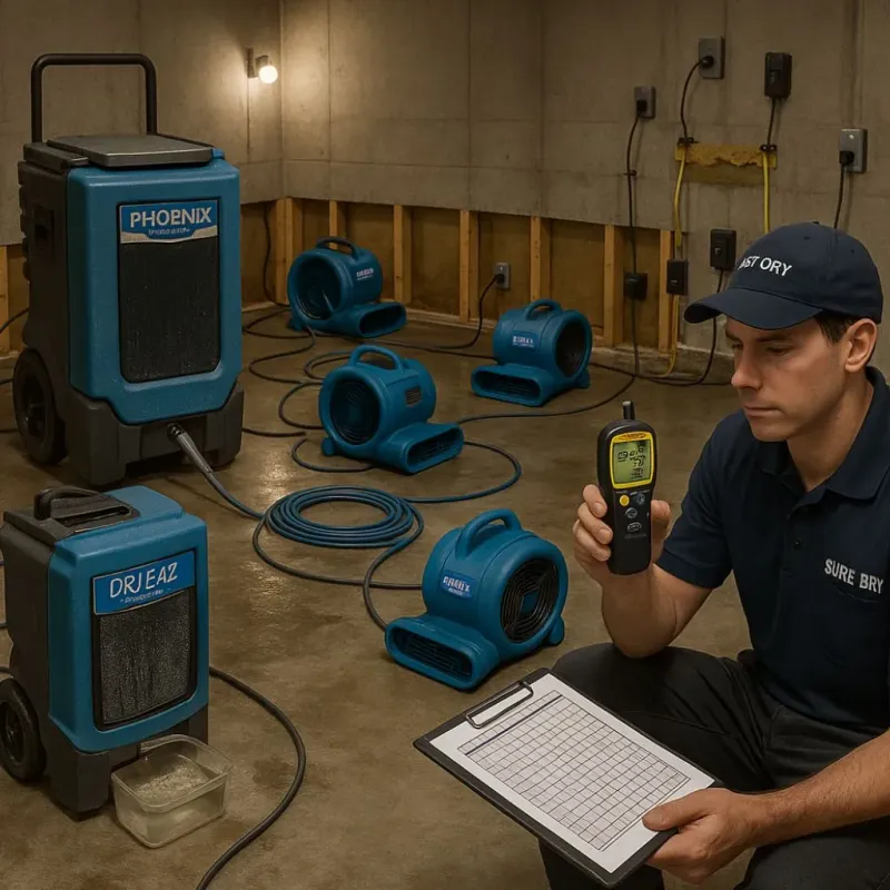 Structural Drying and Dehumidification process in East Douglas, MA
